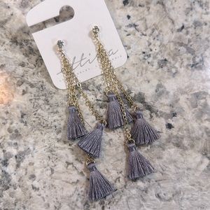 Ettika Dangle Tassle Earrings Gold Plated New